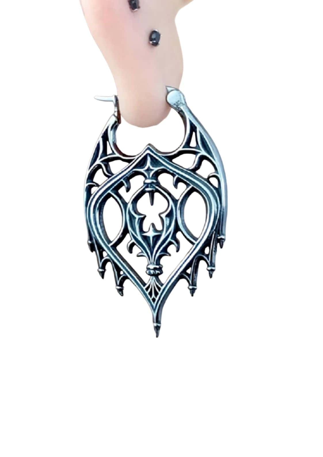 Neo goth silber ohrringe aus silber mit düstere eleganz trifft fleur de lis design und spitzen kanten